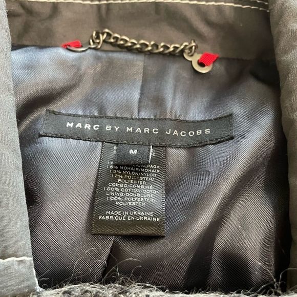 Marc by Marc Jacobs - Asymmetrical, Grey and White Striped Wool Moto Jacket - Picture 12 of 16